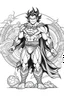 Placeholder: outline art An evolved Superman.Goku cinematic lighting, high resolution 3D render art coloring pages with witch, white background, Sketch style, full body, use outline, Mandala style, clean line art, white background, no shadows and clear and well