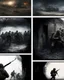 Placeholder: Masterpiece1:5)(Fineart), (award-winning:1.5), highest quality, (ultra realism:1.5) war journalism(,(by Tim Page and Hoorst Faas:1.5)),(Eastern Ukraine:(panel one:the moment after a battle ends, horrors of war, wounded men),(2nd panel, cinematic shot of men sitting in trench with 1000 yard stare (focus on their eyes:1.5)),(the third panel shows troops tired but hyper alert), (the fourth panel shows the sky is filled with incessant, fire and smoke everywhere,)