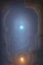Placeholder: abstract, Moon like lamp in a dwarven mine underground, dungeon