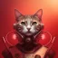 Placeholder: cat cyberpunk, intricate detailed, darkred tones,