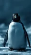 Placeholder: ,surrealism of the dark of a nightmare , hyper photorealistic, hyper detailed bright art color, high resolution, fog, octane render, tilt shift, HDRI Environment, all pictures dark gray, a front view of a penguin in the melted ice