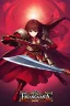 Placeholder: full body picture of a young woman with long brown hair, fantasy, dark, wearing black and red leather fantasy armor, evil, red eyes, smirk, confident, arrogant, anime, high resolution, hi res, detailed, intricate, fighting, warrior, detailed background