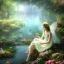 Placeholder: high-quality, fine-detail closeup of beautiful, stunning fairy sitting beside a clear, reflective lake, flowers, butterflies, small globes of iridescent light, tranquil, gorgeous, 8k resolution, 3D octane render, intricate, digital art, detailed matte, volumetric lighting, George Grie, Anne Dittman, Anne Stokes, Lisa Parker, Selina French,