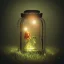 Placeholder: glowing Garden Pixies and Fairies in a lantern, many ghostly lights inside a belljar, fairy lights, polaroid, symmetry, bioluminescence, luminescent glow, moody, tender, photorealistic, octane render, golden hour,MTG,digital painting,by Anna Dittmann