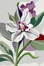 Placeholder: orchid flower in Matisse stile on an off-white and gray background