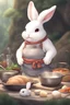 Placeholder: Cute chubby bunny floppy ears adventurer dnd cooking art realism