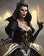 Placeholder: old evil queen in black leather gown, femme fatale, volouptous, busty, cleavage, angry, emperious, 8k resolution concept art portrait by Greg Rutkowski,