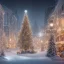 Placeholder: foto realistic winter city with a illuminated christmas tree in the night