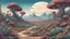 Placeholder: comic style, highly detailed ,gorgeous otherworldly landscape, otherworldly plants