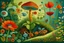 Placeholder: inspired by "Alice's Adventures in Wonderland" Flora and Fauna: Include imagery of fantastical plants and animals found in Wonderland, such as talking flowers, the Caterpillar sitting on a mushroom, or the garden of live flowers.