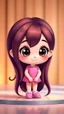 Placeholder: A beautiful, adorable cartoon little girl. Long shiny hair, large sparkling eyes (like anime or Disney characters), a small face and delicate nose. A happy, innocent expression with a small smile standing in modern stage with prettyy shoes. Clean design, vibrant and warm colors, modern studio animation style, 4K quality.