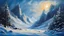 Placeholder: acrylic illustration, acrylic paint, oily sketch, (masterpiece), a landscape of New York frozen, new ice age, dim light, snow , ice, below zero, fantasy, everything is frozen,