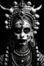 Placeholder: Beautiful highly detailed voodoo realistic queen, black and white, with elaborate and ordinate skulls,plain face just makeup