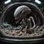 Placeholder: "CLAYMATION”, sinister clay xenomorph alien in a spaceship, creepy, dramatic, clay figures, clay scenery, clay sculpture, 16k resolution, claymation movie still, "Aliens" movie aesthetic, Studio Laika, wide-angle lens