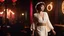 Placeholder: [an alluring 30 years old woman] Princess Eurydice is a living being in flesh, she walks in linen tunic in the vibrant shadows of a Jazz club, she is lost but have fun