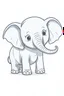 Placeholder: a simple of a cute elephant, in a drawing style, in the white backgraung