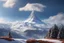 Placeholder: a snow-covered steep massiv mountain reaching into the clouds. On top of the mountain is a long needle thin tower. seen from the bottom of a valley. fantasy concept art, exquisite realism, a masterpiece, dynamic lighting, hyper detailed, intricately detailed, deep color, Unreal Engine, volumetric lighting , Epic cinematic brilliant stunning intricate meticulously detailed dramatic atmospheric maximal,