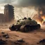 Placeholder: nasa photo apocalyptic , atmospheric ancient beetle Tank with ruined city night war zone