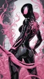 Placeholder: A close picture to Mix between gwenpool and symbiote, symbiote venom in background, pink and black custom, intricate details, highly detailedin in solo leveling shadow art style