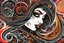 Placeholder: an abstract illustration of a goth punk vampire girl from calligraphic letters, flourishes, and swirls , finely drawn and inked, in classic Arabic calligraphy, 4k, hyper detailed in the style of EL SEED and vibrantly colored in the style of GUSTAV KLIMT