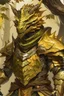 Placeholder: Dragonborn DnD, golden, friendly face, tree knight