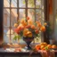 Placeholder: This captivating painting showcases a delightful arrangement of light orange flowers and luscious fruits, gracefully adorning a sun-kissed window sill. Each brushstroke meticulously brings to life the delicate petals and succulent fruits, evoking a sense of opulence and natural beauty. The harmonious blend of colors and textures creates a visual symphony that will effortlessly elevate any space, infusing i
