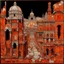 Placeholder: A dark orange colored cybernetic metropolis designed in ancient Greek mosaics painted by Gustave Courbet