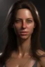 Placeholder: Frau, 32-jährig, realistische Haut, realistische Haare, ernsthafter Blick, bikini model
