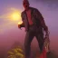 Placeholder:  jason vorhees, sunset, scary, shadows, top light, backlighting, oil painting by by gerald brom thomas kinkade frank frazetta