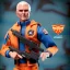 Placeholder: large pile of face Mike Pence G.I. Joe toy Doll spaceforce uniform, orange blue fabric, guns, wall packaging for sale, bright pricetag, finger, empty box