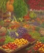 Placeholder: a greengrocer in colorful palma de mallorca street, salvador dali ,