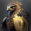 Placeholder: badass hawk wearing a gold shield