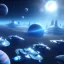 Placeholder: sweet galactic vibe, planets universe, very beautiful blue spaceship, light, very real atmosphere, 8k