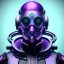 Placeholder: cyberpunk purple masked villain in galaxy, teal and purple smoke, detailed, realistic, 4k