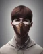 Placeholder: male, boy, cute, young, brown hair, brown eyes, mask covering mouth, head and shoulders portrait,