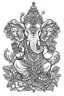 Placeholder: Outline art for coloring page, HIPPIE GANESHA, coloring page, white background, Sketch style, only use outline, clean line art, white background, no shadows, no shading, no color, clear