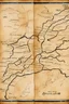 Placeholder: a scan of an ancient Cree Anishinaabe road map, hand drawn been stained and weathered, text is in Cree Syllabic
