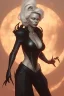 Placeholder: Pamela Anderson as evil queen in black leather, leather, busty, cleavage, angry, stern look. character design by cory loftis, fenghua zhong, ryohei hase, ismail inceoglu and ruan jia. unreal engine 5, artistic lighting, highly detailed, photorealistic, fantasy