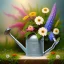 Placeholder: beautiful old watering can surrounded by gorgeous plants and flowers Modifiers: Award winning photography oil on canvas beautiful