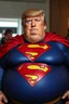 Placeholder: a morbidly obese donald trump dressed as superman