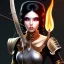 Placeholder: black hair lady archer top with flame