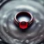 Placeholder: a red stone ring on a pedal, Macro lens, highly detailed