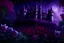 Placeholder: dark castle, garden with purple, red and white flowers