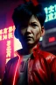 Placeholder: Thriller movie, Kaneda from Akira anime, neotokyo city background, glow eyes, cinematic, Ultra realistic, wide angle view, soft color, highly detailed, unreal engine 5, RTX, ultra detail, volumetric lighting, 3d, finely drawn, high definition.