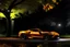 Placeholder: Ferrari orange 812 Fast, Beautiful gal, moonlight, trees calm ambience..