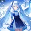 Placeholder: Clear focus, high resolution, cyan pigtails long fluffy hair, cyan eyes, wearing a snow outfit, wearing a medium length skirt