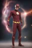 Placeholder: Grant Gustin as The Flash - 3D bubbles, 3D hearts, multicolored lightning, aurora borealis, UFOs, Devil's Tower, fireflies, professional quality digital photograph, happy time