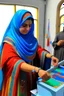 Placeholder: Baloch women with their traditional dress casting her votes during general election 2024