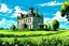 Placeholder: Disused, Victorian Manor House, Blue Sky, Over-Grown Fields, Vector Art