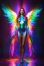 Placeholder: Gorgeous Photography Beautiful Woman as Angel with clothing abstracts latex dressing painting art neons rainbow colors glowing in the dark and colorful details